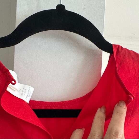 H&M RED POPLIN MINI RED DRESS - Picture 6 of 7